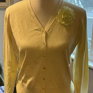 Silx by August Silk Yellow Cardigan with Floral Detail